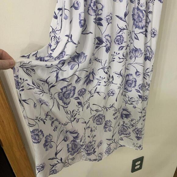 Women's Cynthia Rowley Floral Blue White MIDI Dress Size S Cottagecore Garden​​​ - Picture 6 of 10